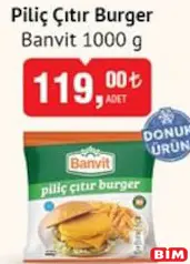 BANVİT PİLİÇ/TAVUK ÇITIR BURGER 1000 G BANVİT PİLİÇ/TAVUK ÇITIR BURGER 1000 G